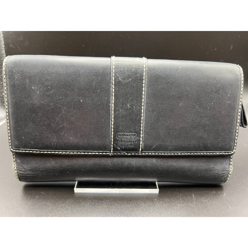 Coach Black Leather Foldover Wallet